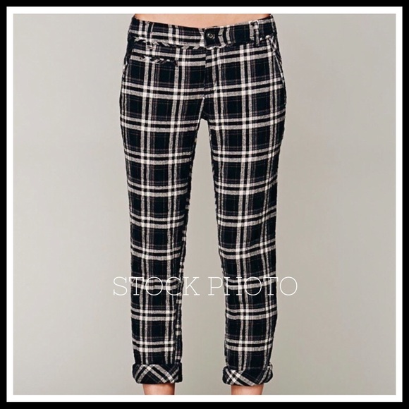 🦋Free People • Crinkle Plaid Pegged Pants - Picture 3 of 12